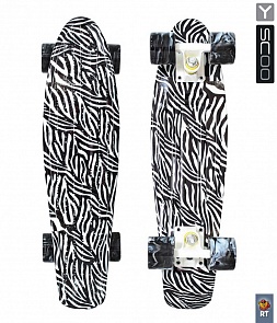 Скейтборд 11-13 Penny board RT 22, Print Zebra (white/mix) (Y-SCOO, 4978RT)